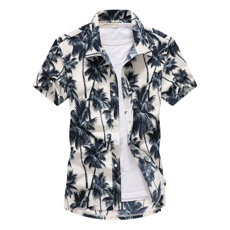 Vintage Hawaiian Floral Shirt - Letnie męskie hawajskie koszule z kołnierzykiem