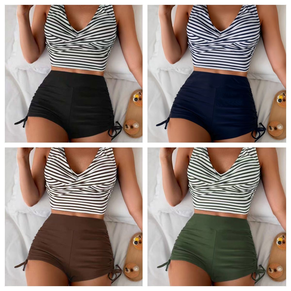 Shorts - Damskie stroje kąpielowe Bikini Crop Top