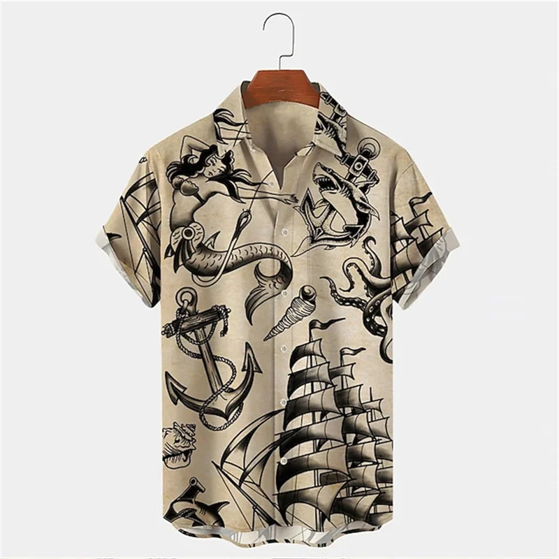 Vintage Hawaiian Floral Shirt - Męska letnia koszula hawajska z krótkim