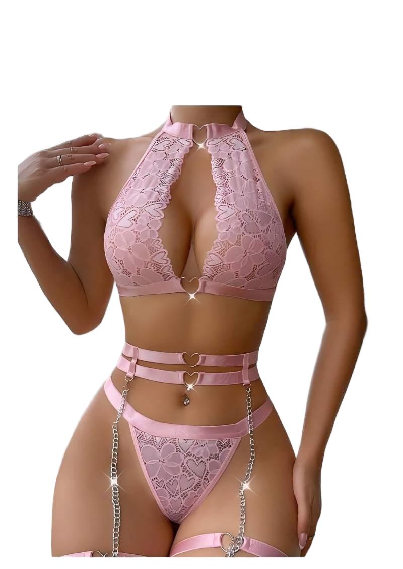Underwear - Seksowny Komplet Bielizny Koronkowej Push Up