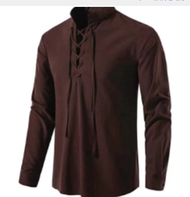 Medieval Gothic Lace Up Pirate Shirt - Męska koszula piracka w stylu wikingów,