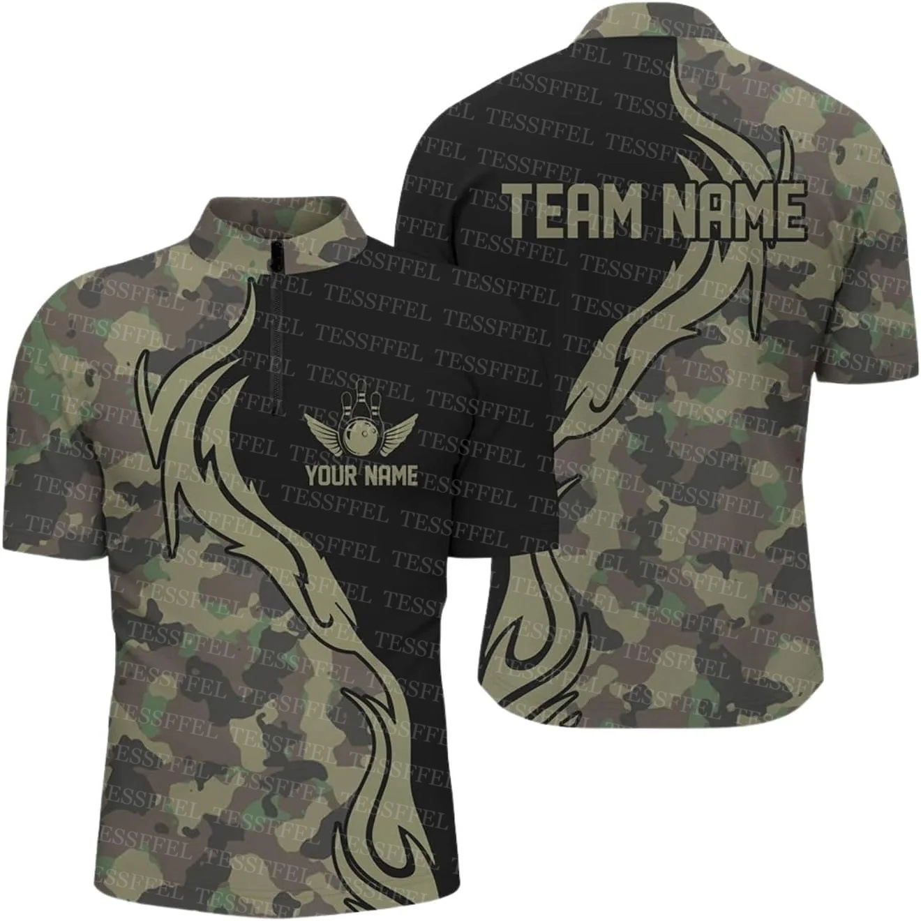 Short Sleeve Bowling Shirt Retro - Koszulki Polo Unisex z Krótkim Rękawem