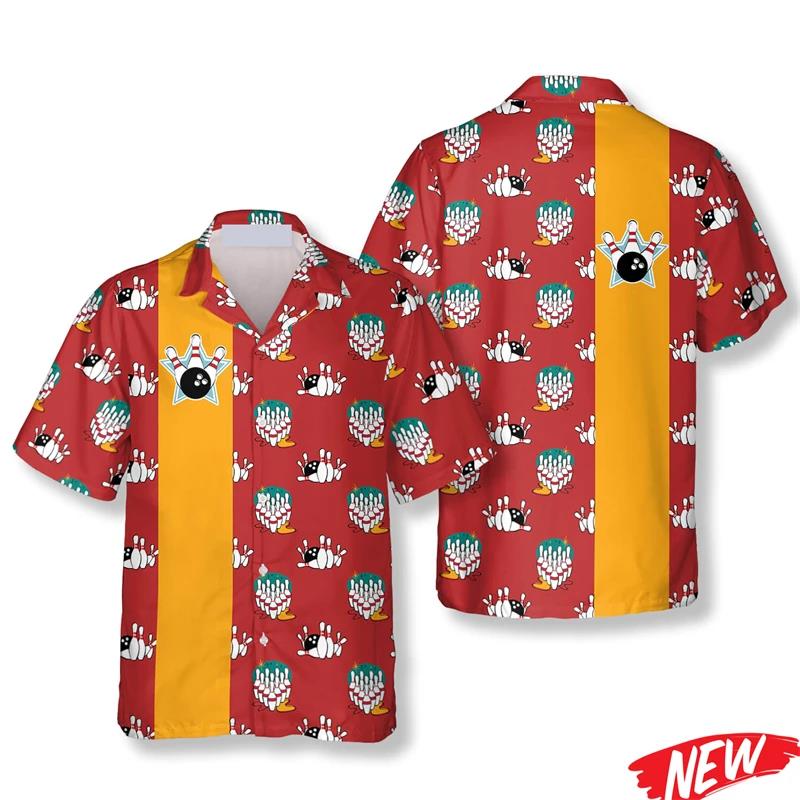 Short Sleeve Bowling Shirt Retro - Klasyczna koszula hawajska z motywem bowlingowym
