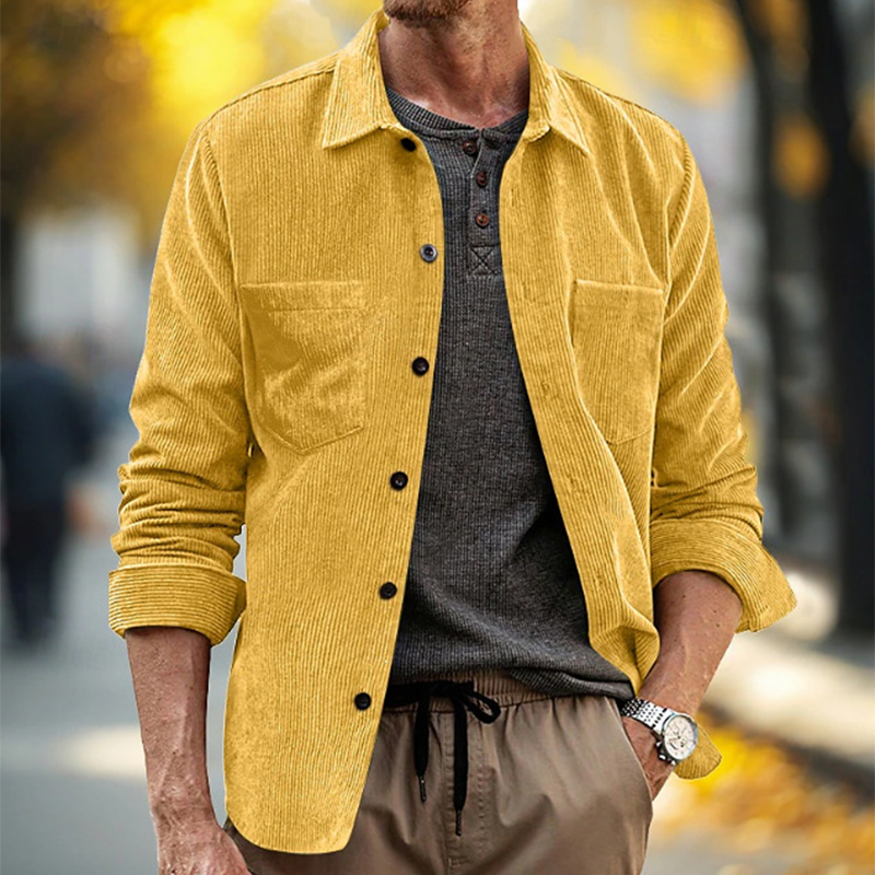 Corduroy Button Up Shirt Men - Męska koszula sztruksowa w stylu vintage