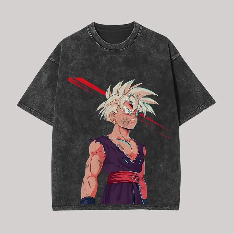 Acid Wash Vintage Graphic T Shirt - Koszulka Gohan Dragon Ball Z Anime