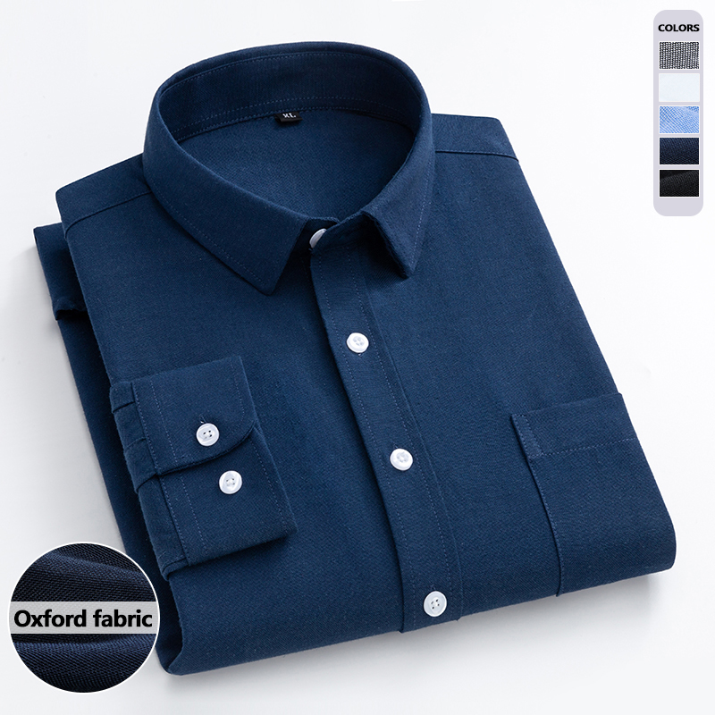 Oxford Cotton Casual Shirt Business - Męska koszula Oxford w kolorze granatowym,