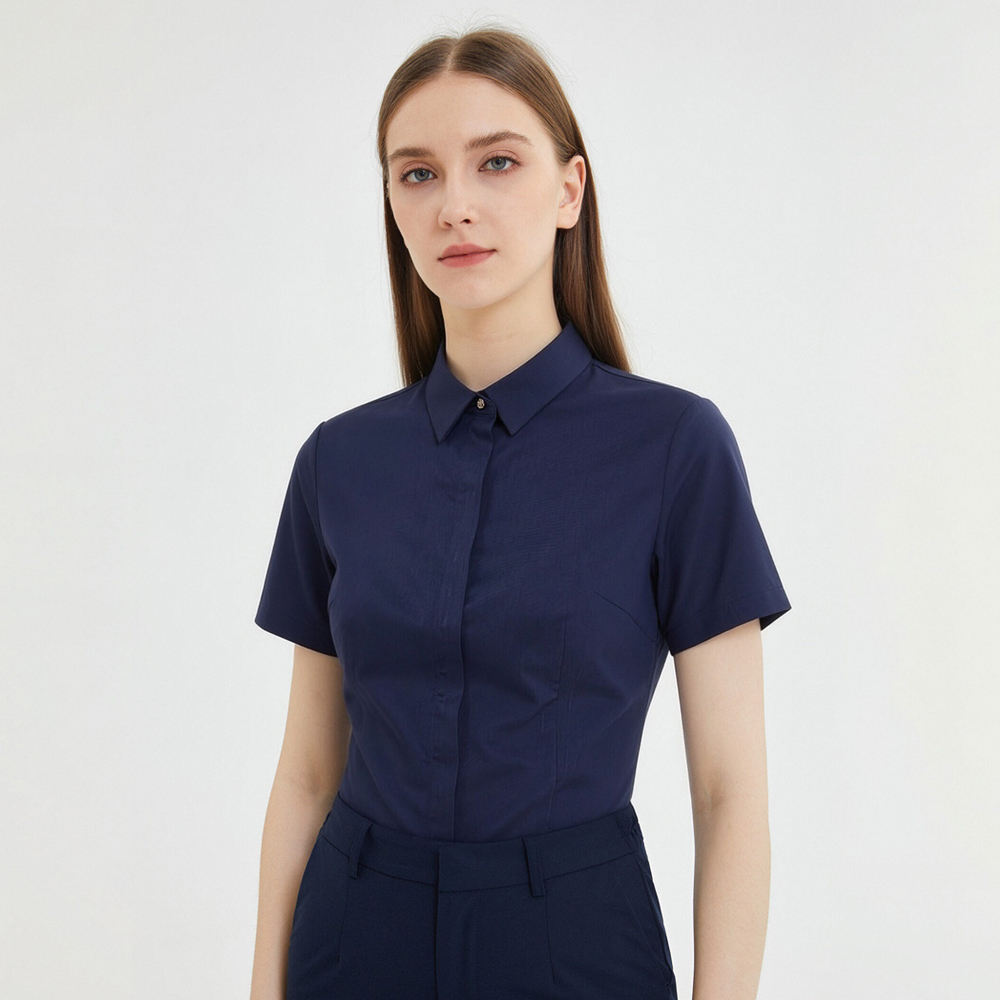 Breathable Bamboo Fiber Shirt Non Iron - Damska bluzka z krótkim rękawem, niegniotąca