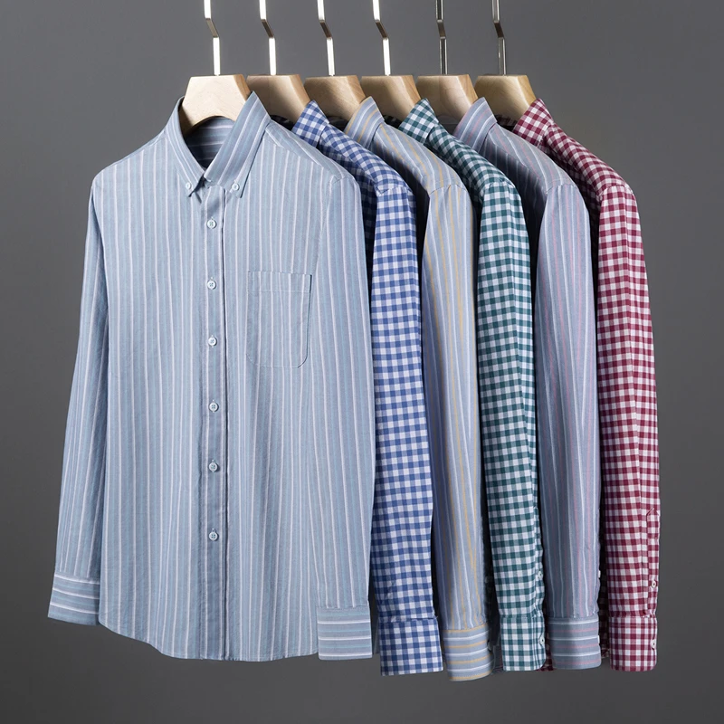 Oxford Cotton Casual Shirt Business - Koszula męska z długim rękawem, 100%