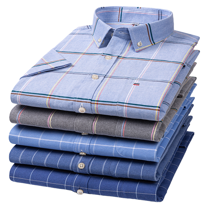 Oxford Cotton Casual Shirt Business - Jakości koszula męska z krótkim rękawem