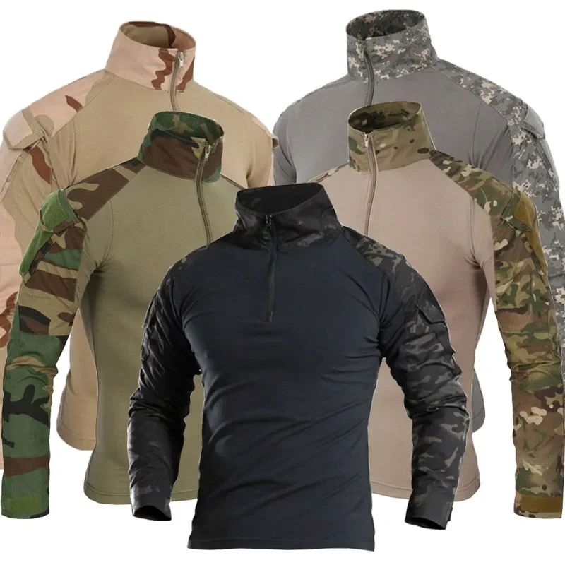 Tactical Military Shirt Cargo - Koszulki bojowe Camo Cargo sportowe topy