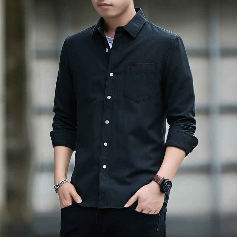 Mens Linen Shirt Long Sleeve - Męska kurtka sportowa z długim rękawem,