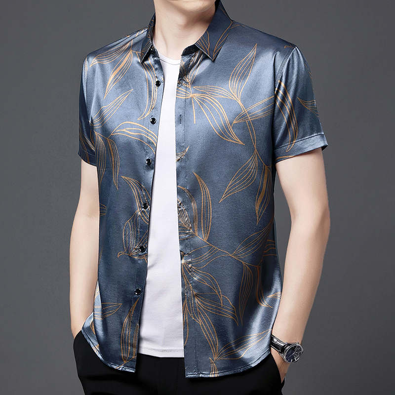 Mens Satin Silk Dress Shirt - Lato 2022 męskie jedwabne ubrania moda