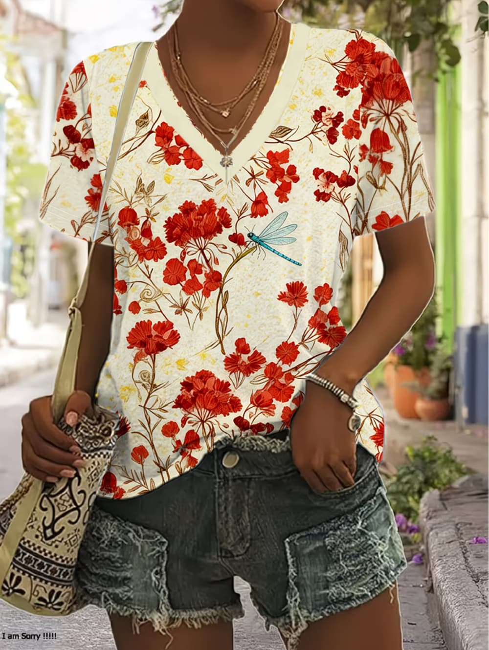Vintage Hawaiian Floral Shirt - Letnia damska koszulka z kwiatowym nadrukiem,