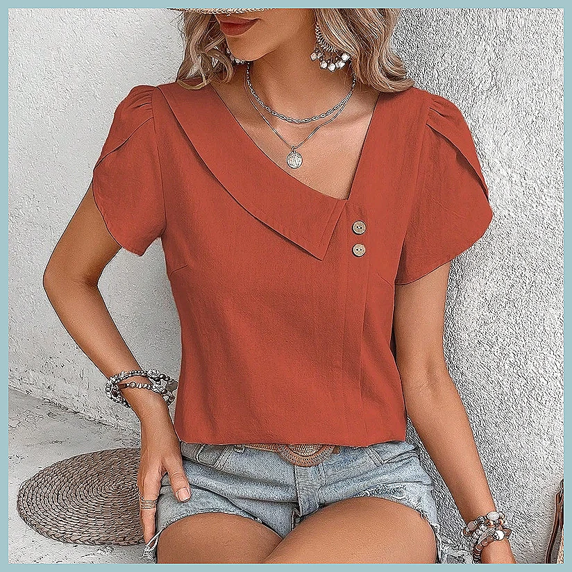 Shirts - Damska bluzka w jednolitym kolorze w