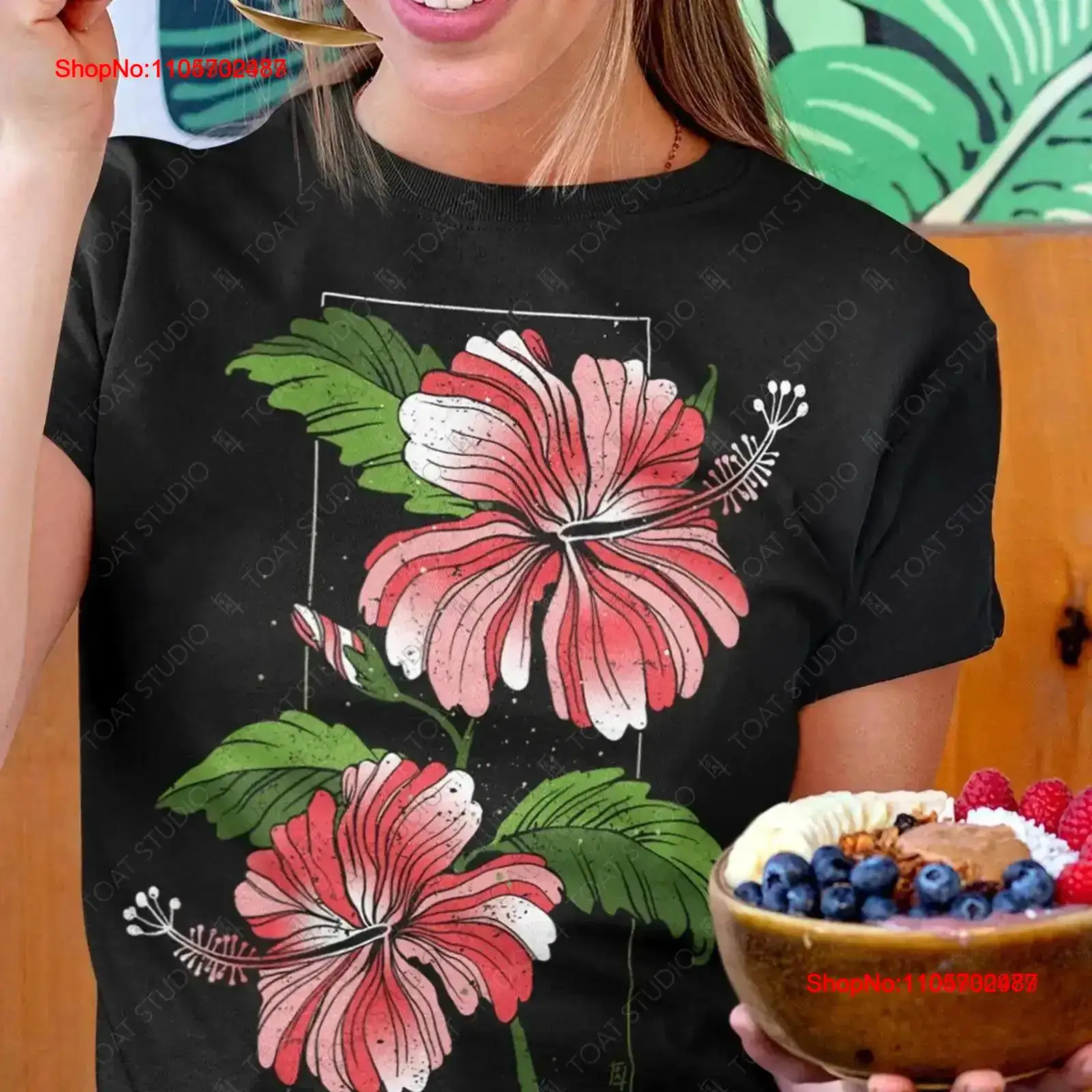 Vintage Hawaiian Floral Shirt - Koszulka z kwiatem hibiskusa, kwiatowy motyw