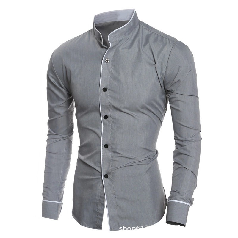 Męskie koszule slim fit z dług – Mandarin Collar Formal Shirt Slim Fit recenzja i cena