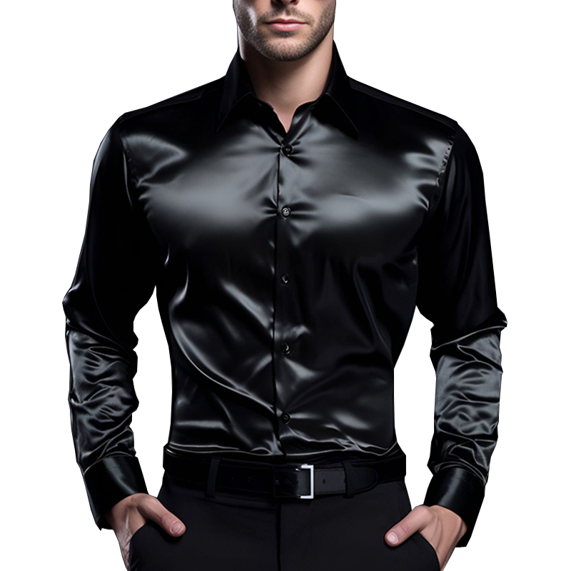 Męskie satynowe luksusowe kosz – Mens Satin Silk Dress Shirt recenzja i cena