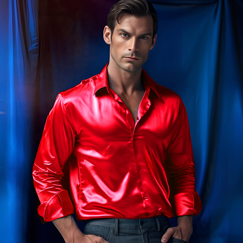 Męskie satynowe luksusowe kosz – Mens Satin Silk Dress Shirt recenzja i cena
