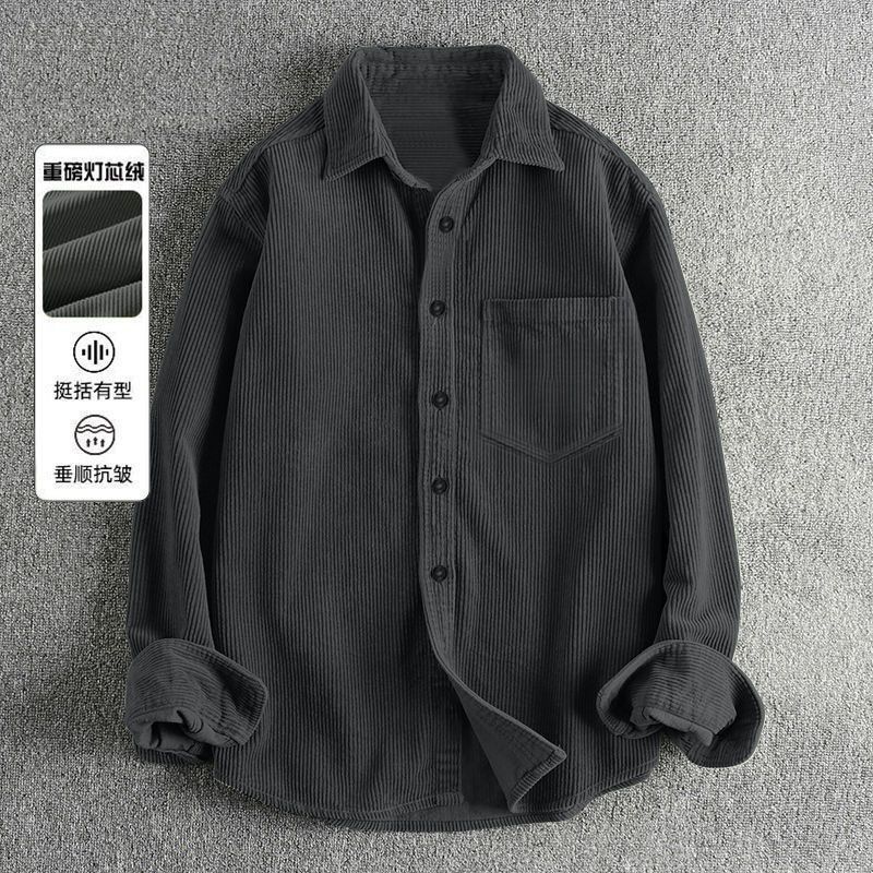 Jesienne męskie koszule z tkan – Corduroy Button Up Shirt Men recenzja i cena