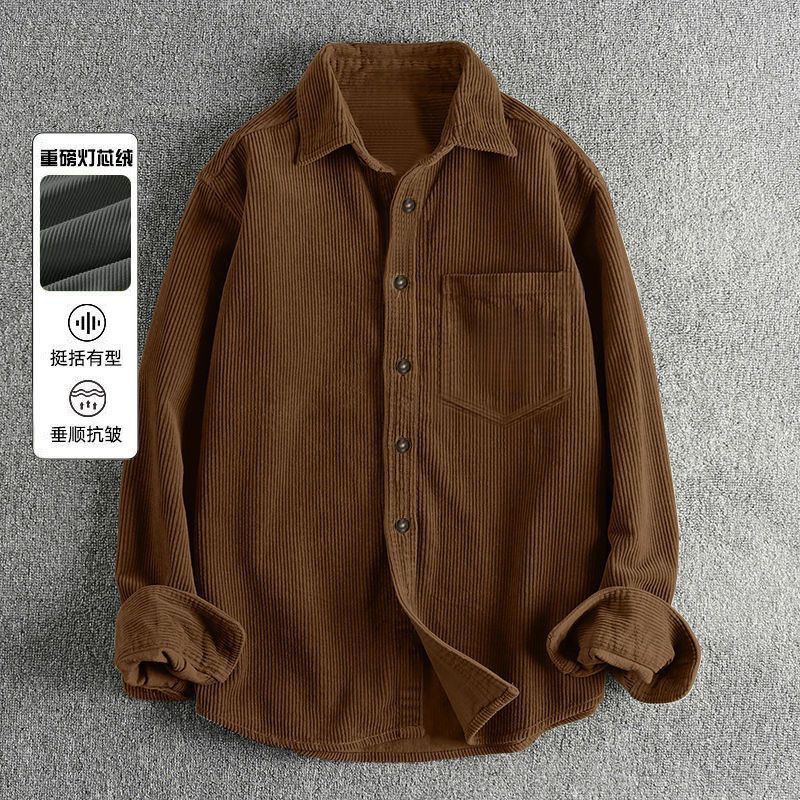 Jesienne męskie koszule z tkan – Corduroy Button Up Shirt Men recenzja i cena