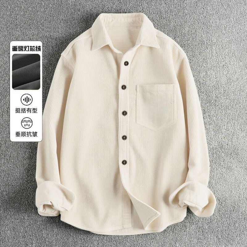 Jesienne męskie koszule z tkan – Corduroy Button Up Shirt Men recenzja i cena