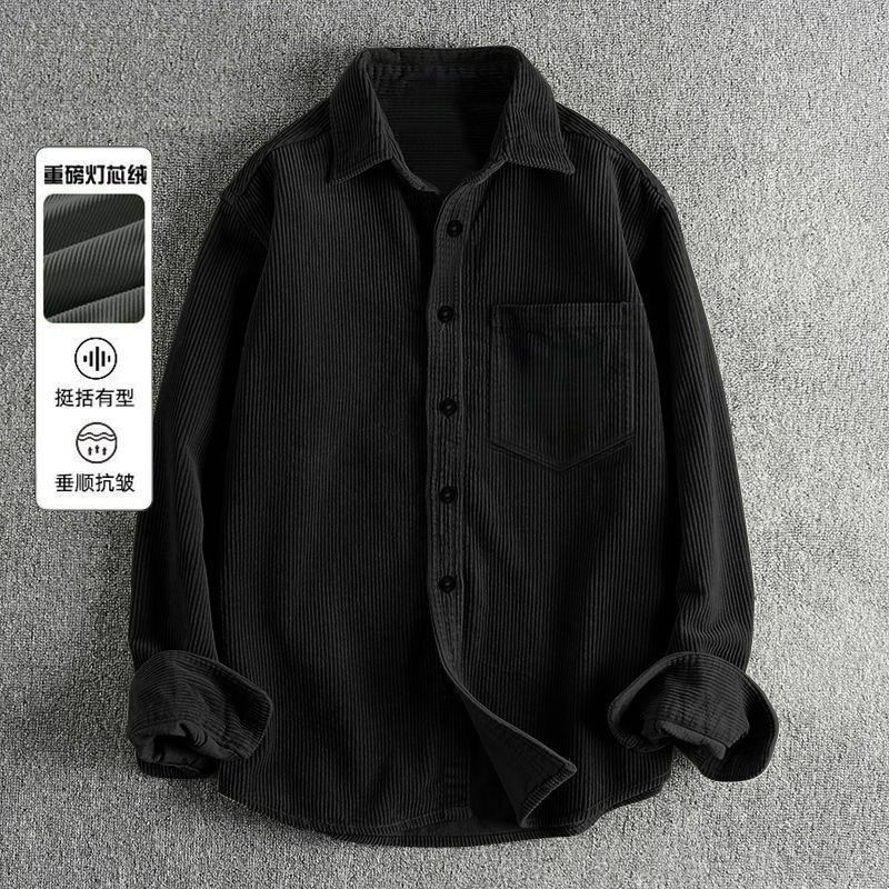 Jesienne męskie koszule z tkan – Corduroy Button Up Shirt Men recenzja i cena