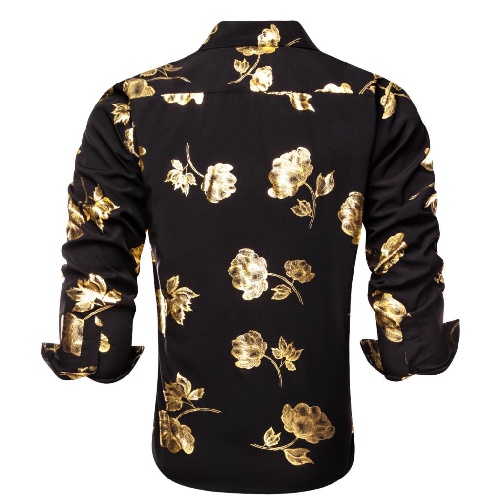 Hi-Tie czarne złoty jedwab męs – Mens Satin Silk Dress Shirt recenzja i cena