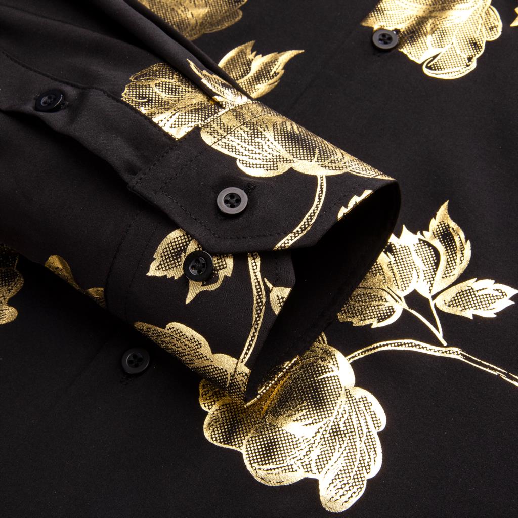 Hi-Tie czarne złoty jedwab męs – Mens Satin Silk Dress Shirt recenzja i cena