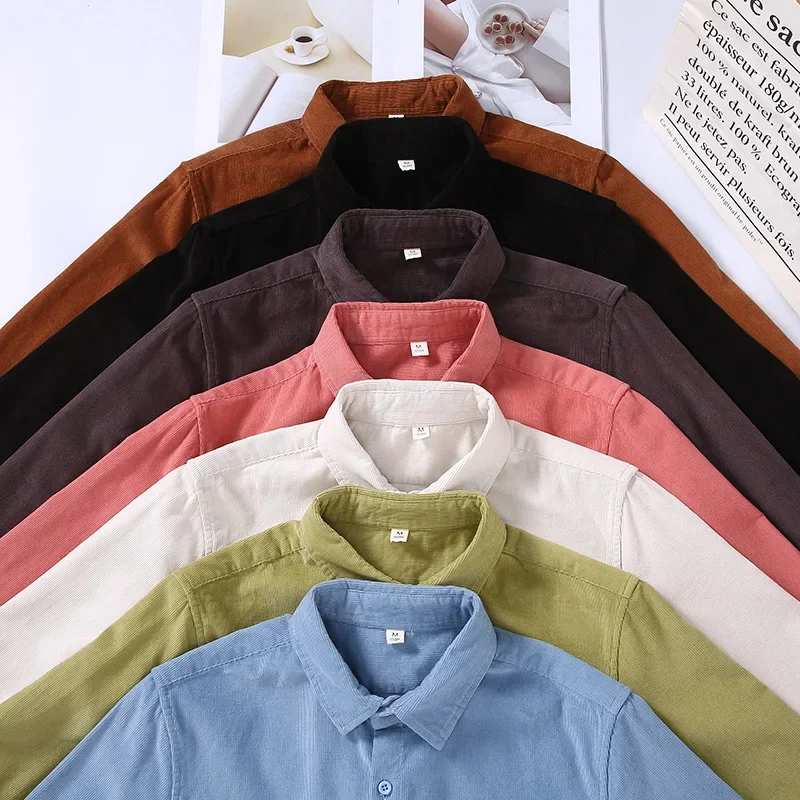 Męska koszula z długim rękawem – Corduroy Button Up Shirt Men recenzja i cena