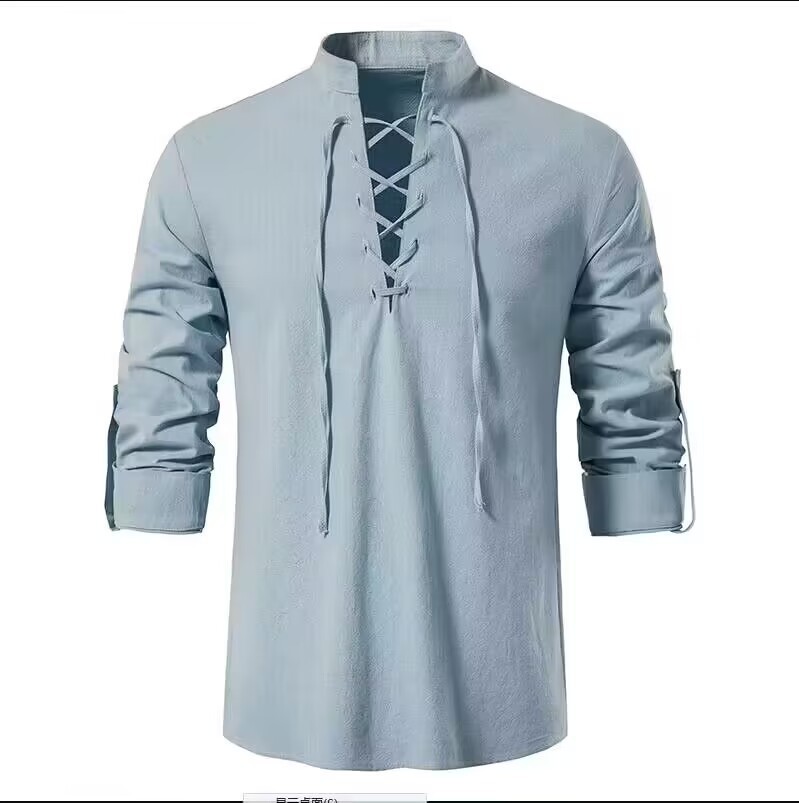 Męska koszula piracka w stylu  – Medieval Gothic Lace Up Pirate Shirt recenzja i cena