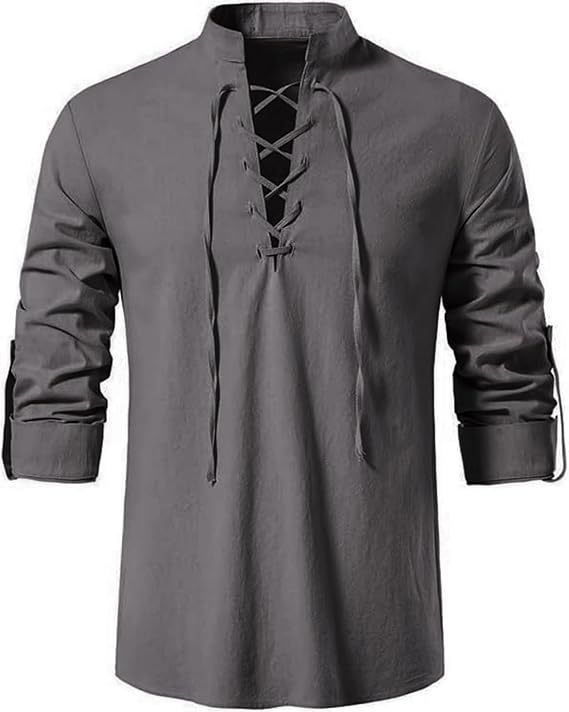 Męska koszula piracka w stylu  – Medieval Gothic Lace Up Pirate Shirt recenzja i cena