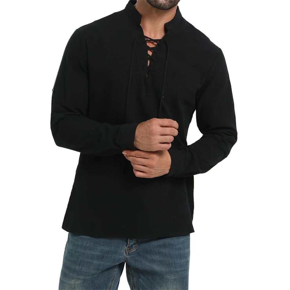 Męska koszula piracka na wiosn – Medieval Gothic Lace Up Pirate Shirt recenzja i cena