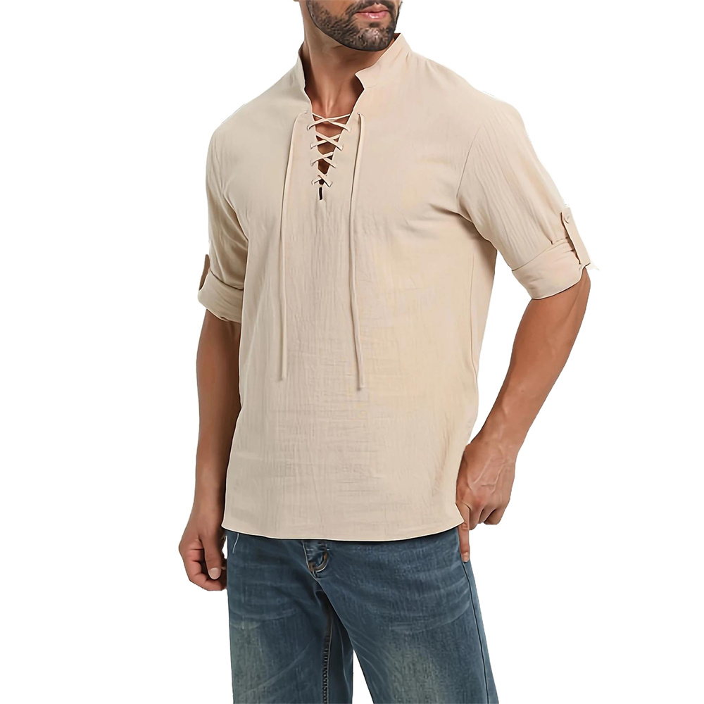 Męska koszula piracka na wiosn – Medieval Gothic Lace Up Pirate Shirt recenzja i cena