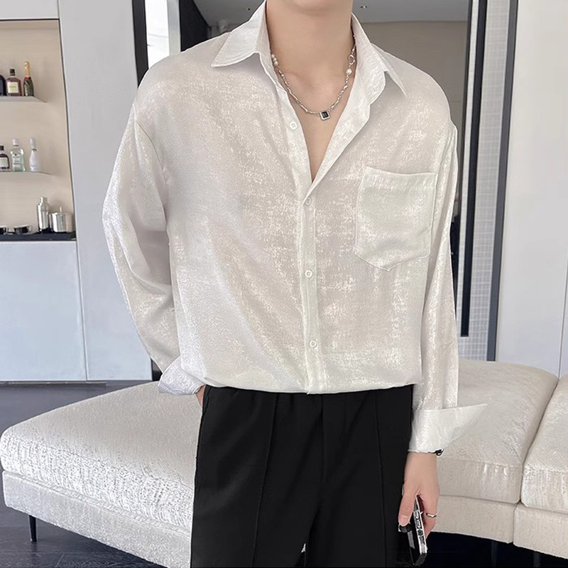 Seksowne jedwabne satynowe kos – Mens Satin Silk Dress Shirt recenzja i cena