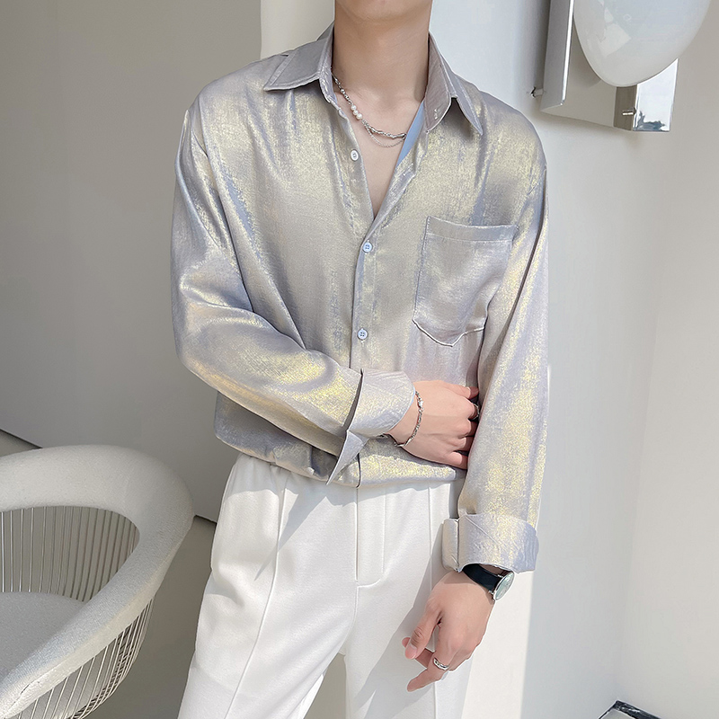 Seksowne jedwabne satynowe kos – Mens Satin Silk Dress Shirt recenzja i cena