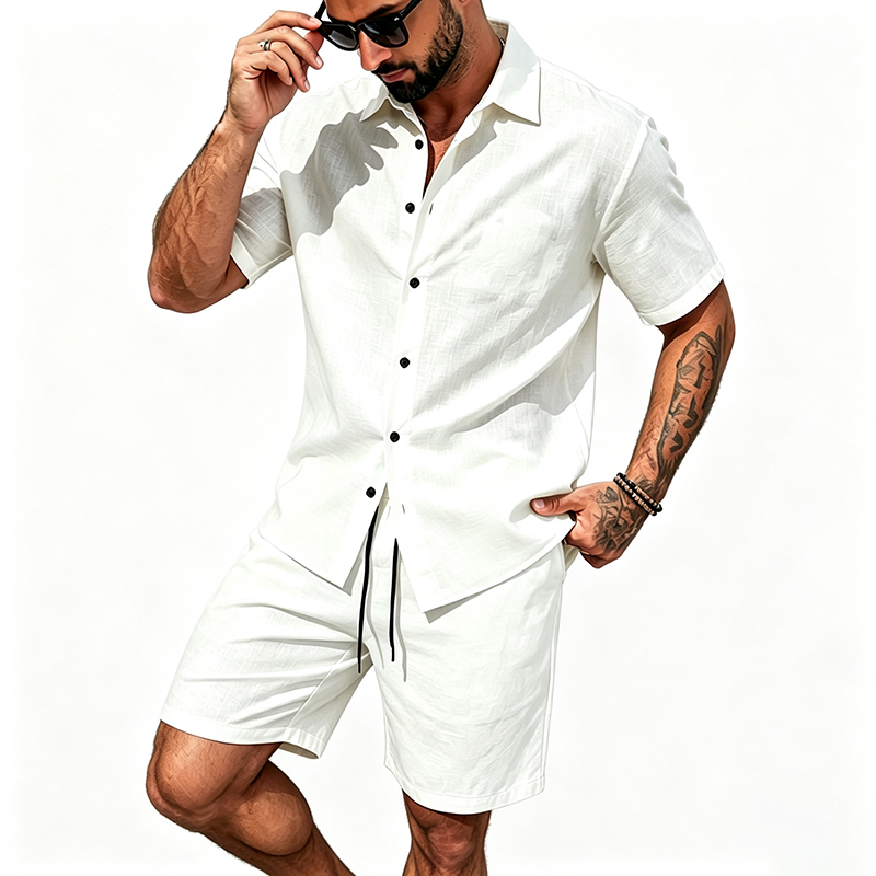 Męski lniany dwuczęściowy zest – Mens Linen Shirt Long Sleeve recenzja i cena