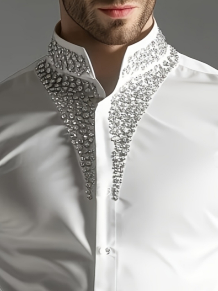 Luksusowa koszula męska z dżet – Mandarin Collar Formal Shirt Slim Fit recenzja i cena