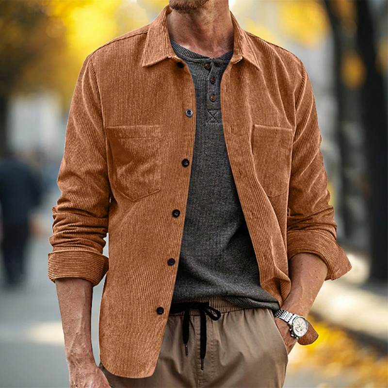 Męska koszula sztruksowa w sty – Corduroy Button Up Shirt Men recenzja i cena