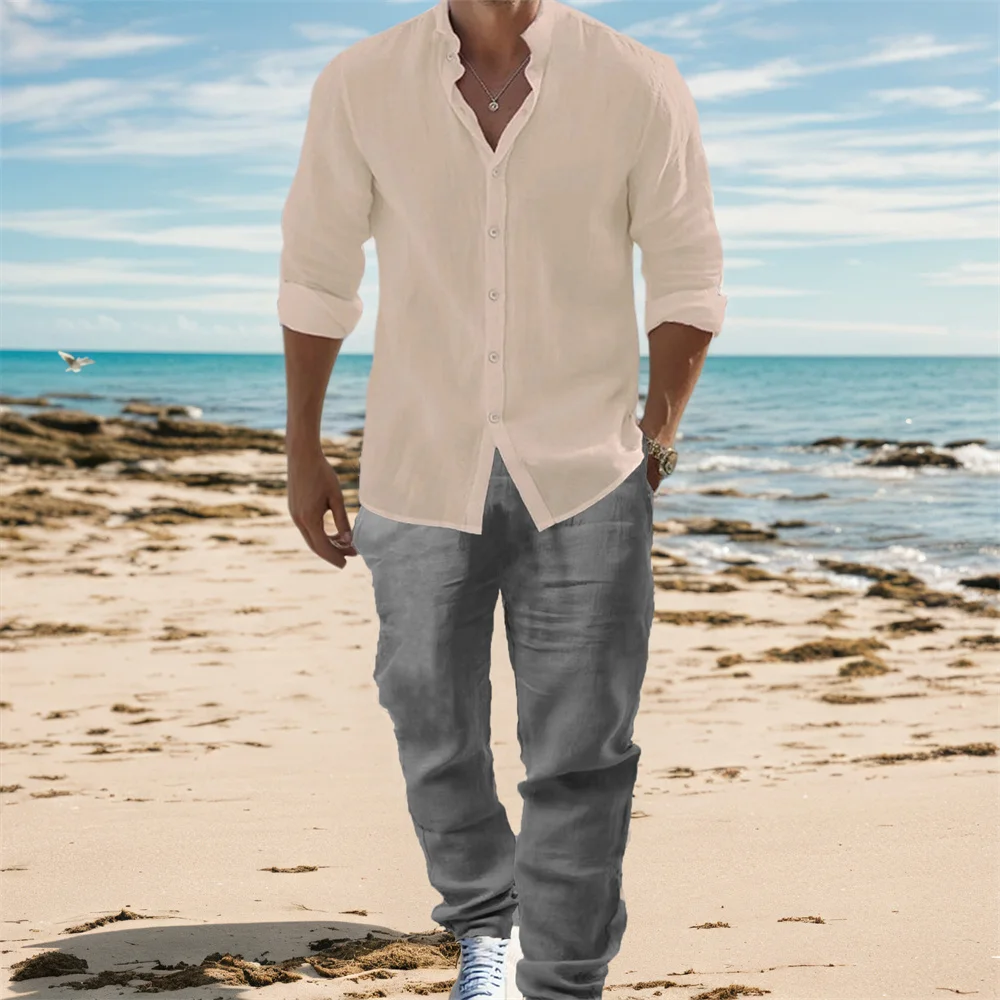 Męskie koszule z długim rękawe – Mens Linen Shirt Long Sleeve recenzja i cena