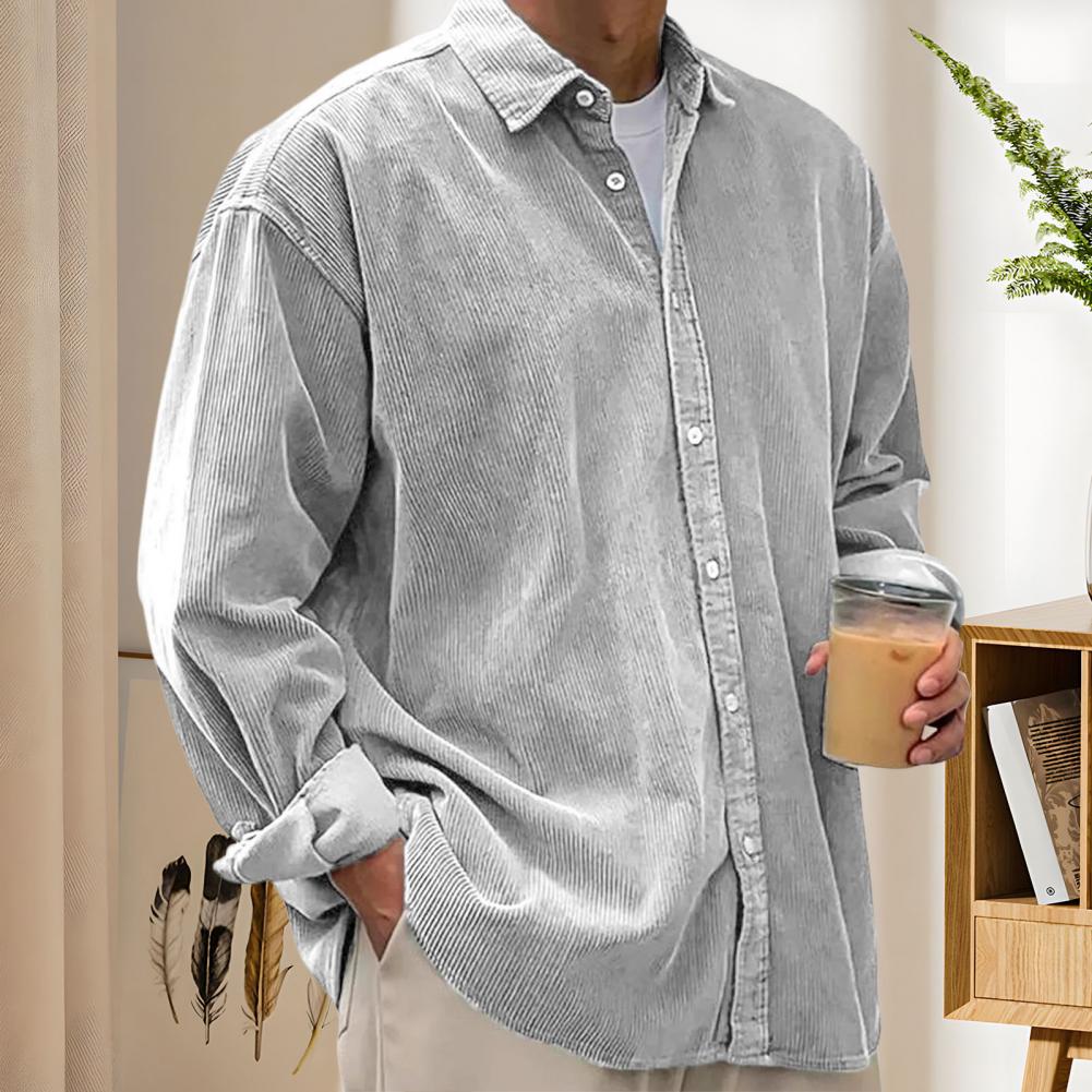 Męskie koszule casualowe na ze – Corduroy Button Up Shirt Men recenzja i cena