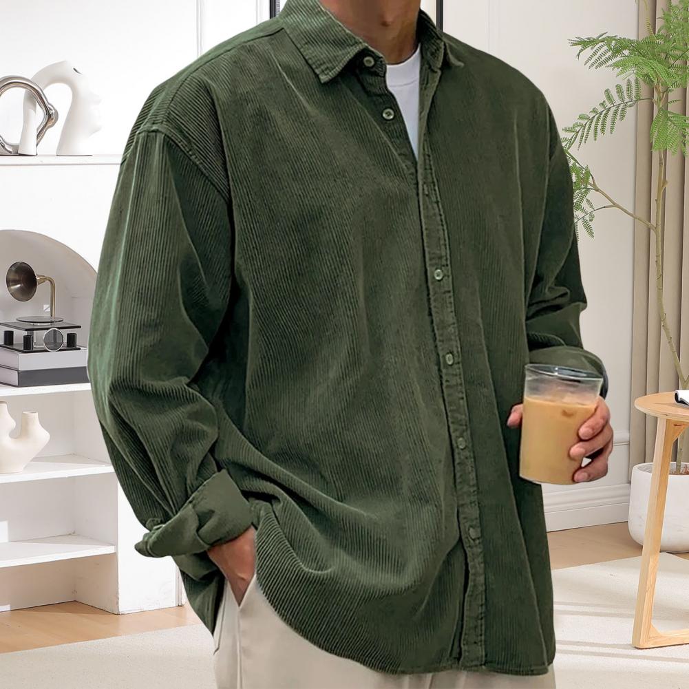 Męskie koszule casualowe na ze – Corduroy Button Up Shirt Men recenzja i cena