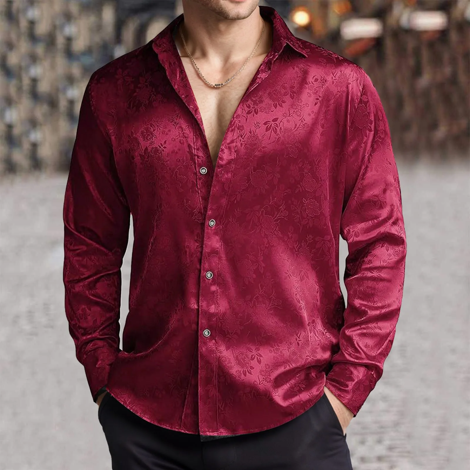 Męska koszula z imitacji jedwa – Mens Satin Silk Dress Shirt recenzja i cena