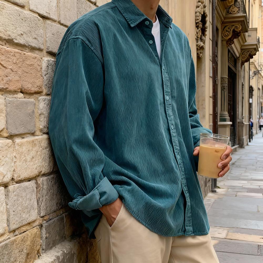 Nowa męska koszula sztruksowa  – Corduroy Button Up Shirt Men recenzja i cena