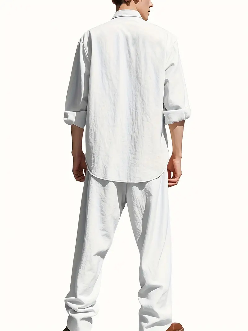 Męski biały lniany garnitur, z – Mens Linen Shirt Long Sleeve recenzja i cena