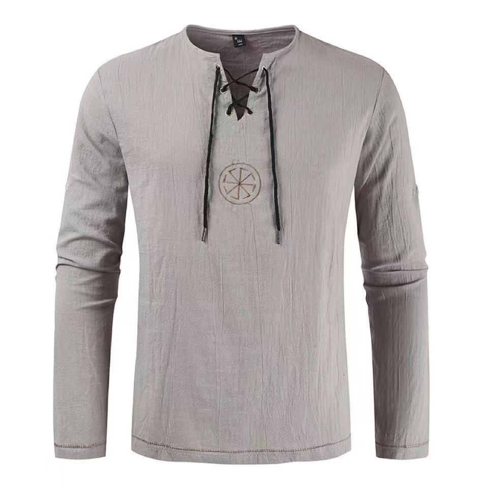 Męska tunika w stylu wikingów  – Mens Linen Shirt Long Sleeve recenzja i cena