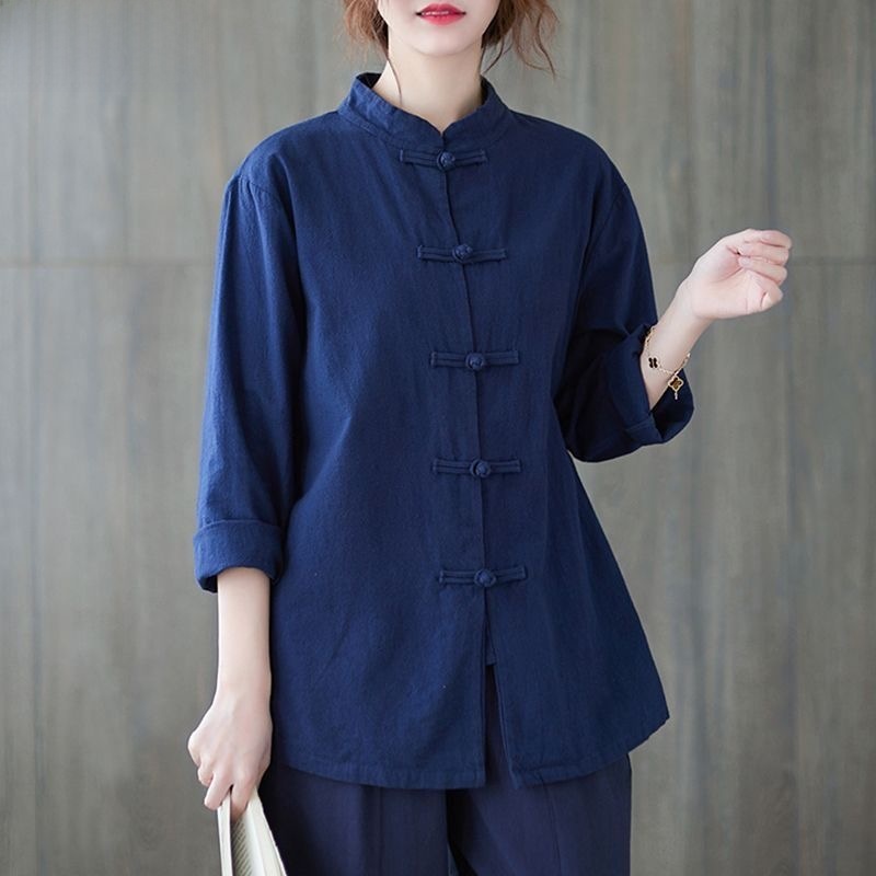 Luźna koszula z bawełny i lnu, – Mens Linen Shirt Long Sleeve recenzja i cena