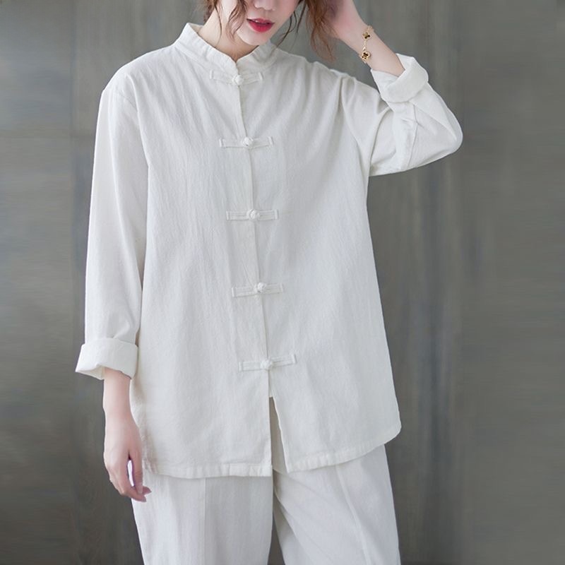 Luźna koszula z bawełny i lnu, – Mens Linen Shirt Long Sleeve recenzja i cena