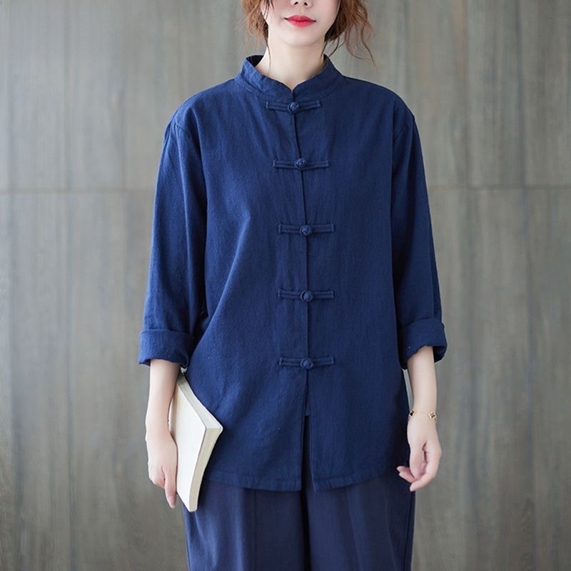 Luźna koszula z bawełny i lnu, – Mens Linen Shirt Long Sleeve recenzja i cena
