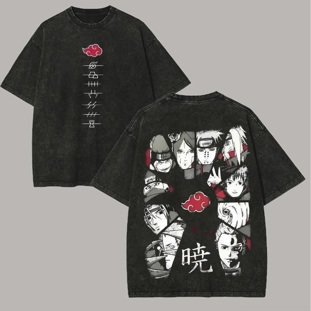 Koszulka Akatsuki Naruto dla m – Acid Wash Vintage Graphic T Shirt recenzja i cena