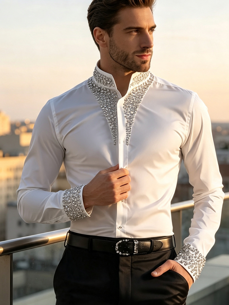 Męska koszula biznesowa casual – Mandarin Collar Formal Shirt Slim Fit recenzja i cena